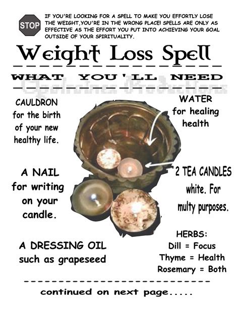 Mystical weight loss spell
